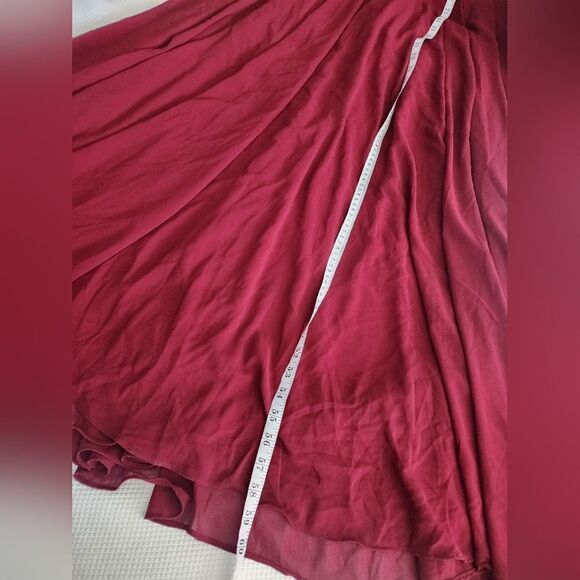 Lulu's Divine Evening Burgundy Lace Chiffon Maxi Dress Sz M Formal Wedding Party - Picture 6 of 16
